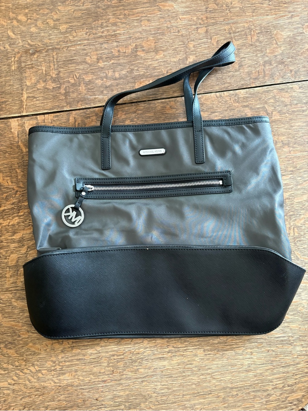 Michael Kors Gray Nylon Crossbody with Black Trim